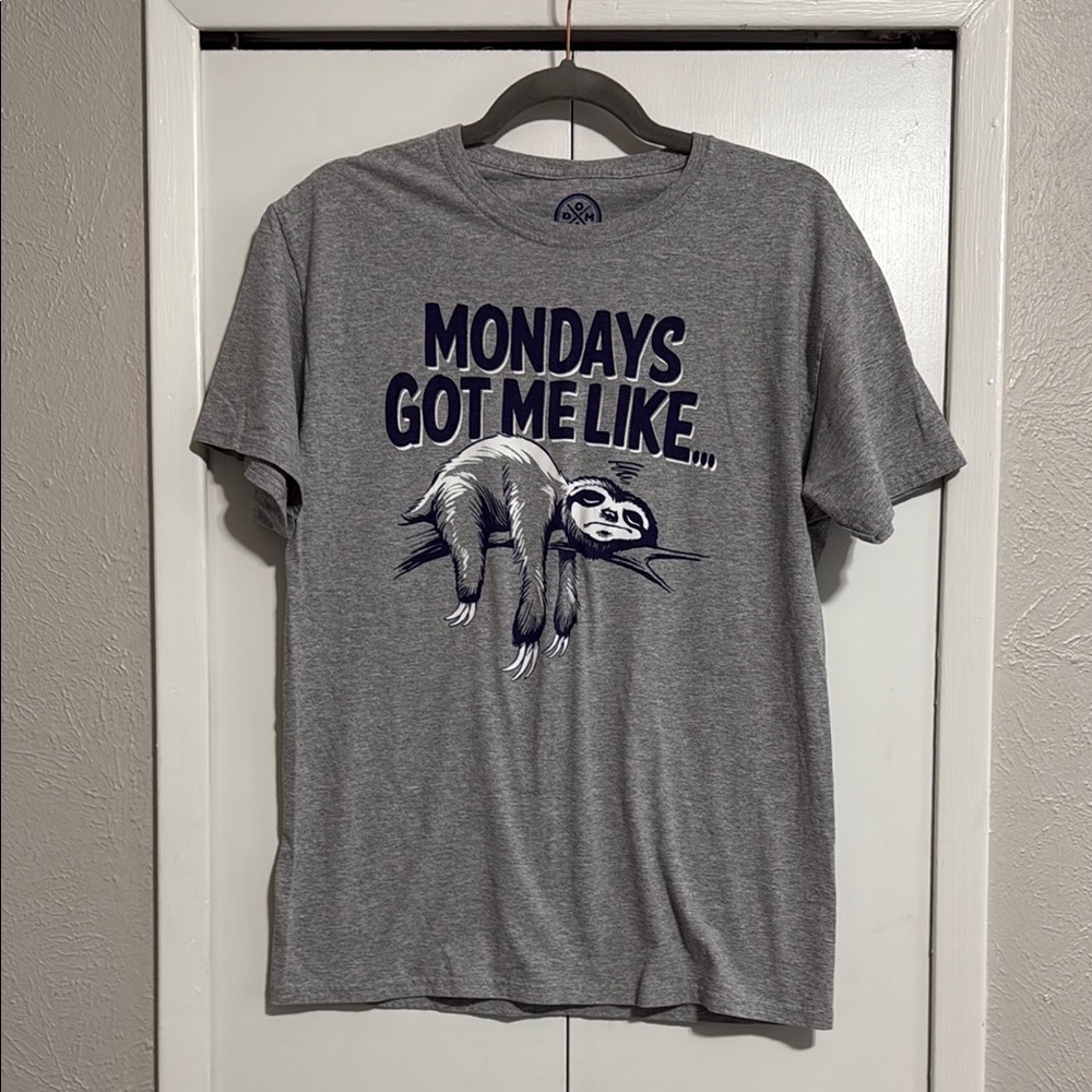 Gray Graphic Tee with Sloth Design